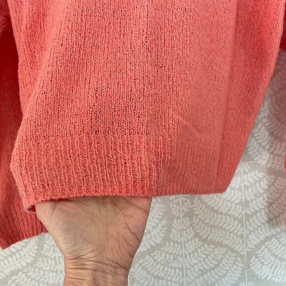 Joie Coral/Pink Wool Blend Long Sleeve Crew Neck Sweater with Button/Cuff S - Picture 7 of 12